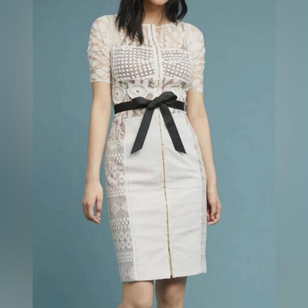 Anthropologie Byron Lars Beguile Sheath White Dress Size‎ 2
